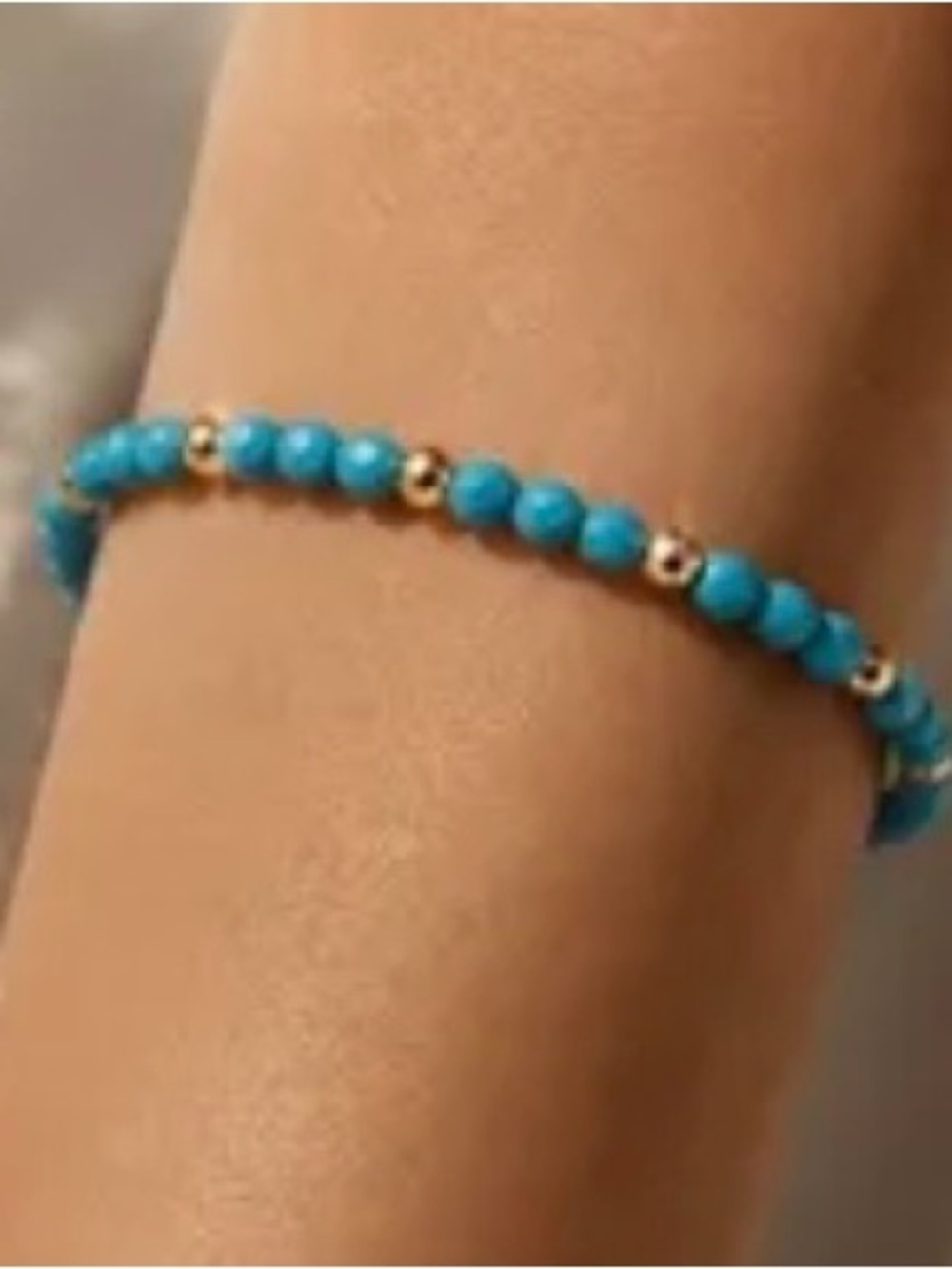 Turquoise Bead Bracelet with Gold Accents - Women Jewelry